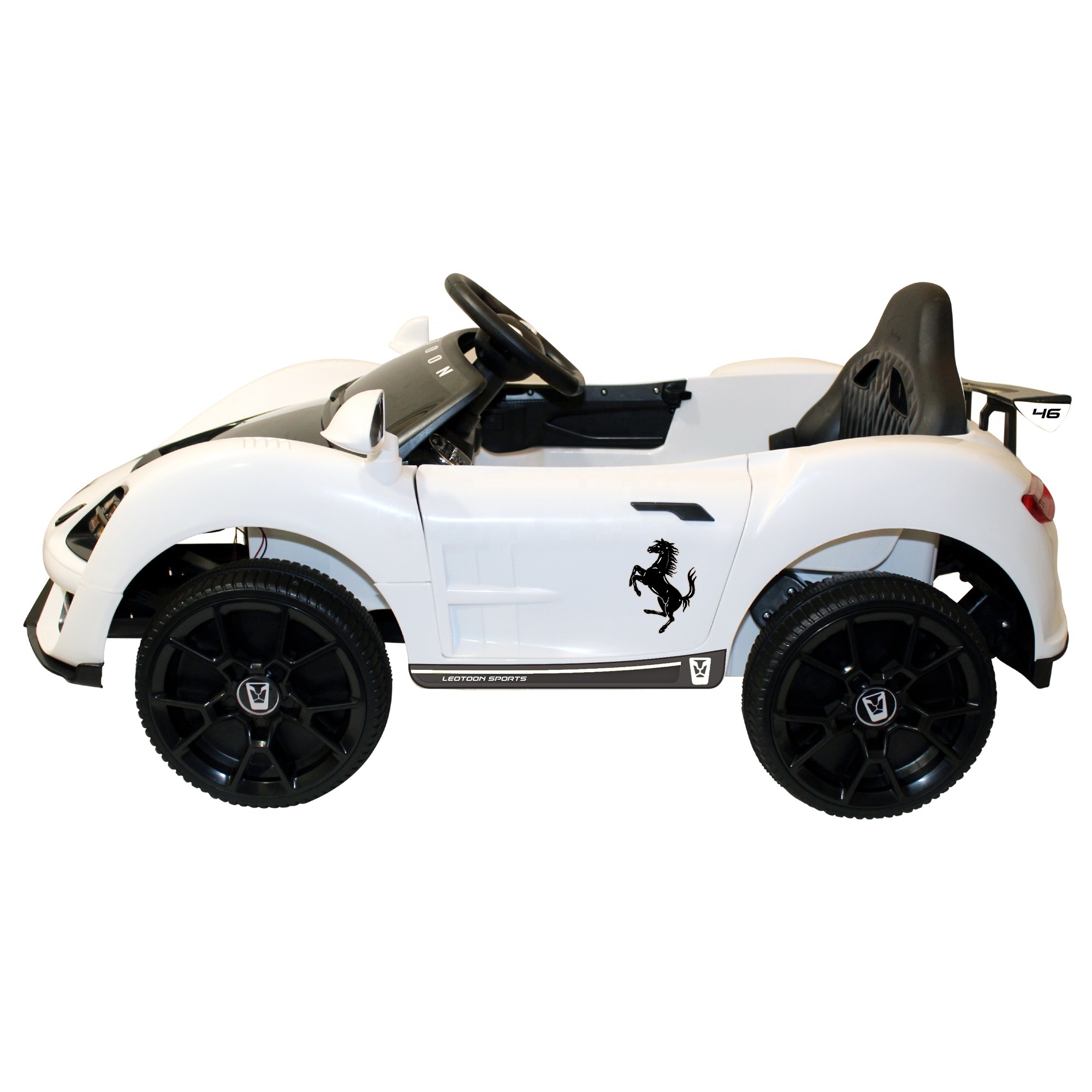 White 12v kids ride on electric car battery operated Car outdoor fun driving activity for kids child toddler with remote control