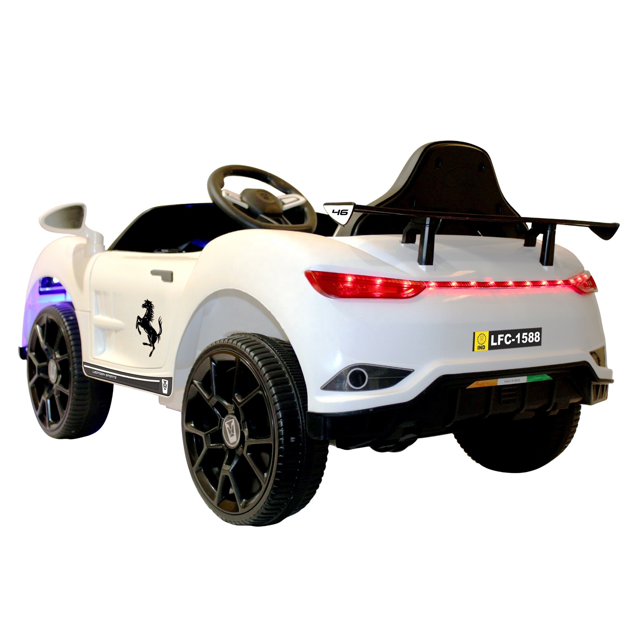 White 12v kids ride on electric car battery operated Car outdoor fun driving activity for kids child toddler with remote control