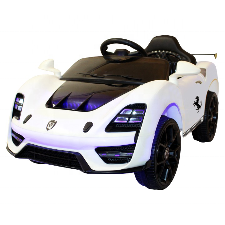 White 12v kids ride on electric car battery operated Car outdoor fun driving activity for kids child toddler with remote control