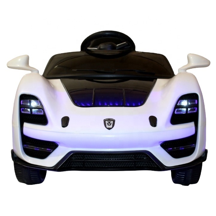 White 12v kids ride on electric car battery operated Car outdoor fun driving activity for kids child toddler with remote control