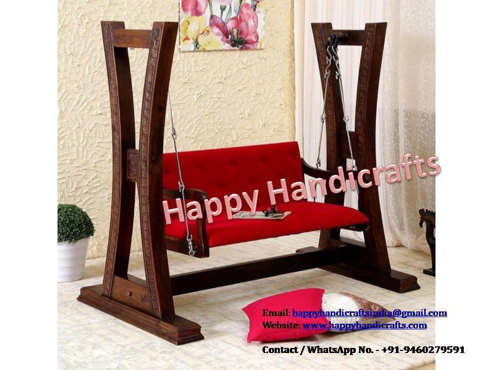 Indian wooden swing small jhoola two pillar Hand Carved indoor swing  jhula Home decor  Home Furniture