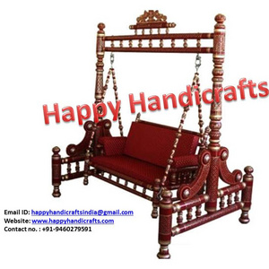 Indian wooden unique royal hand painted very fine carved embossed beautiful decorative sankheda swings