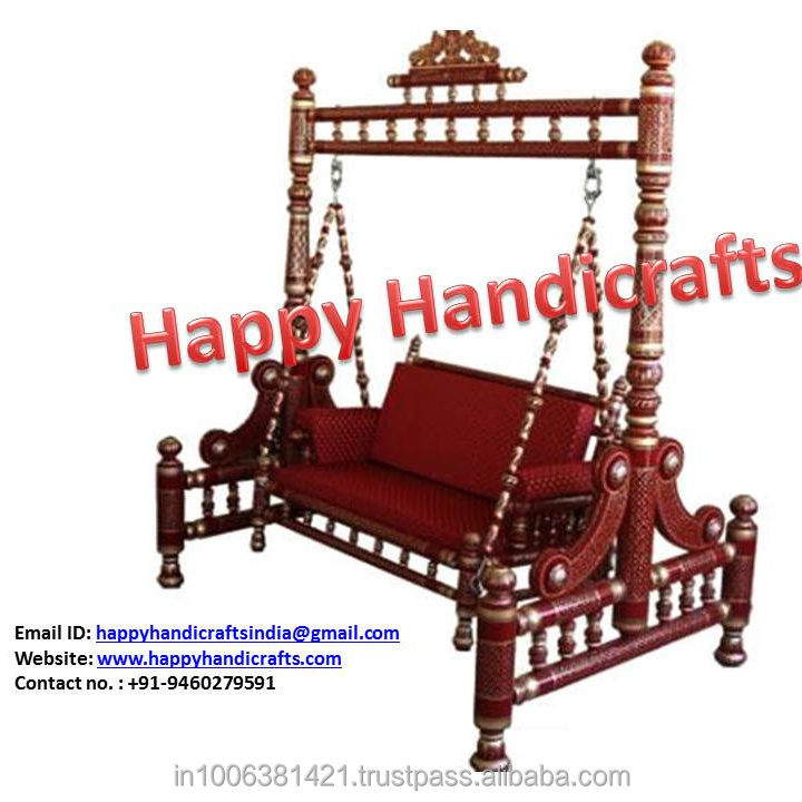 Indian wooden unique royal hand painted very fine carved embossed beautiful decorative sankheda swings