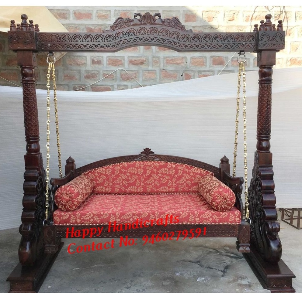 Royal Indian Vintage And Antique Royal Carved Solid Teak Wood Rajasthani Swing