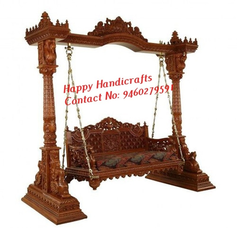 Wooden carved swings royal luxury Indian sankheda traditional style solid wood indoor swings jhoola two seater