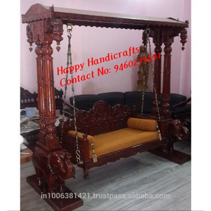 Indian Handmade traditional intrinsic double pillar unique elephant wooden swing /jhoola /jhula