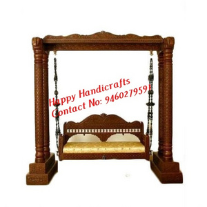 Vintage and Antique Decorative Royal Carved Solid Wood Rajasthani Jhoola Swing