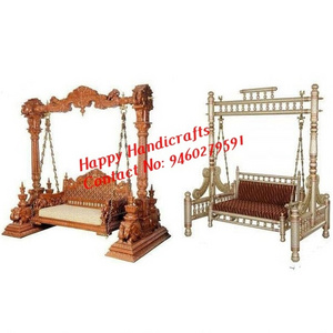 Indian Buy Classy Swing for Wedding Stage, Metal Look Wooden Carved Swing, Jhula Manufacturer