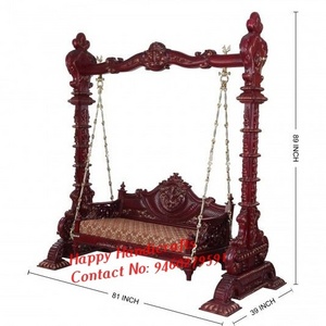 Indian Wooden Carved Swing/Jhoola, Designer Wedding Heavy Carved Wooden Swing, Wedding Handmade Swing for Decoration