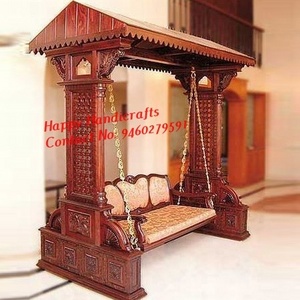 Indian Vintage and Antique Decorative Royal Carved Solid Wood Rajasthani Jhoola Swing