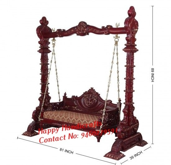 Indian Wooden Carved Swing/Jhoola, Designer Wedding Heavy Carved Wooden Swing, Wedding Handmade Swing for Decoration