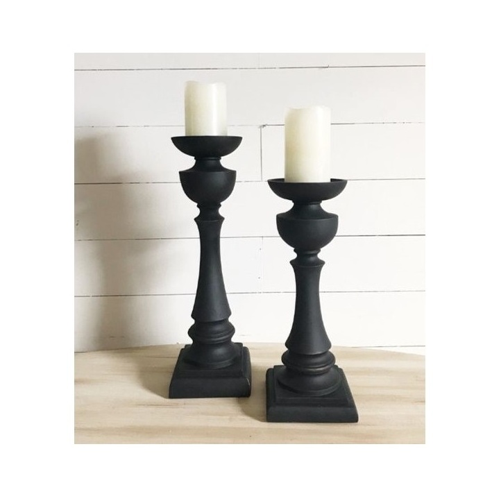 Rustic grey Hand Carved Mango Wood Candle Holders for Pillar Candles Premium Quality Festival Decoration