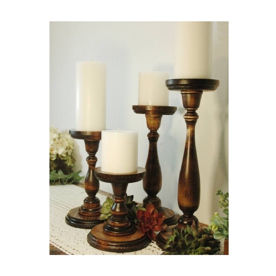 Rustic grey Hand Carved Mango Wood Candle Holders for Pillar Candles Premium Quality Festival Decoration