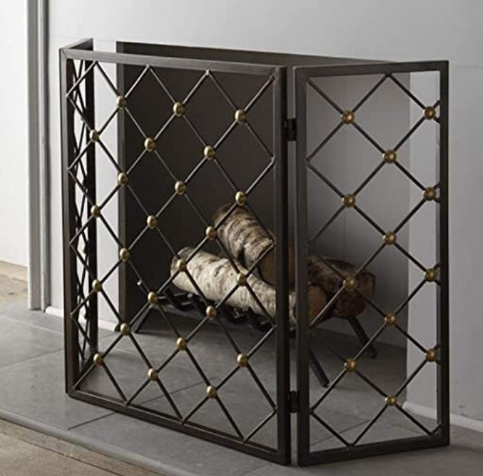 Fireplace Screen Wrought Iron Fireplace Screens Fireplace Screen with Door Fire Spark Guard Grate for Fire Pit