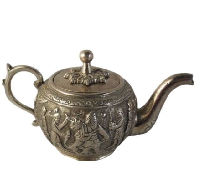 Cast iron tea pot: BLACK FLOWER, Chai Kettle, Traditional Indian tea kettle,