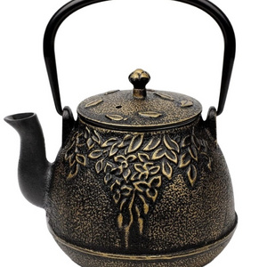 Cast iron tea pot: BLACK FLOWER, Chai Kettle, Traditional Indian tea kettle,