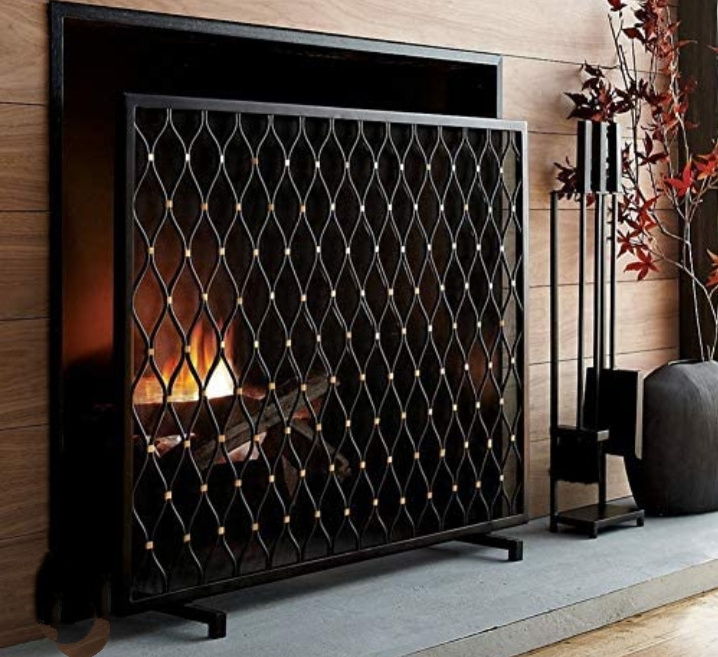 Fireplace Screen Wrought Iron Fireplace Screens Fireplace Screen with Door Fire Spark Guard Grate for Fire Pit