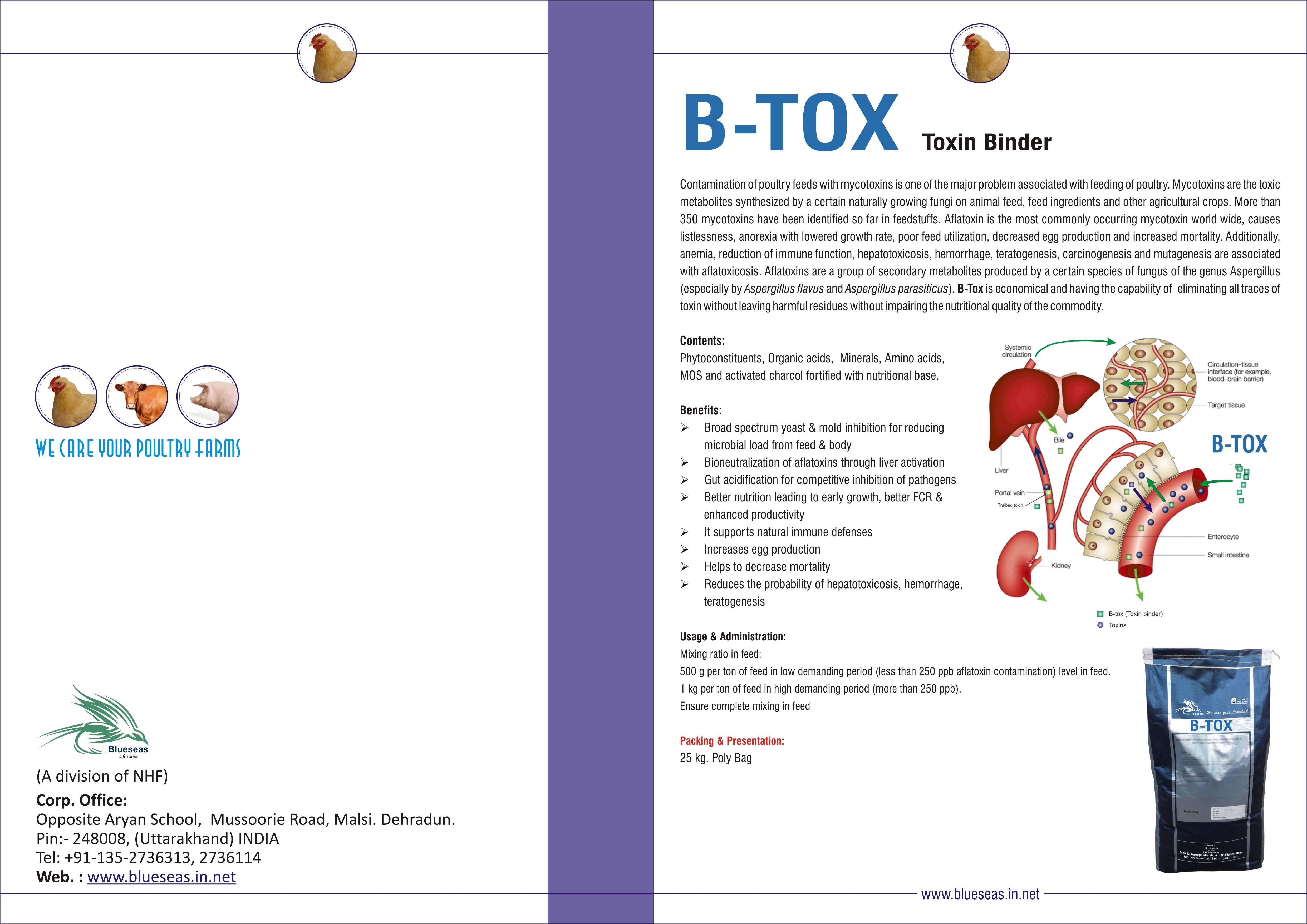 Healthcare supplement for poultry birds binds removes toxins present in poultry feed reduce toxin load maintains health- Bio Tox