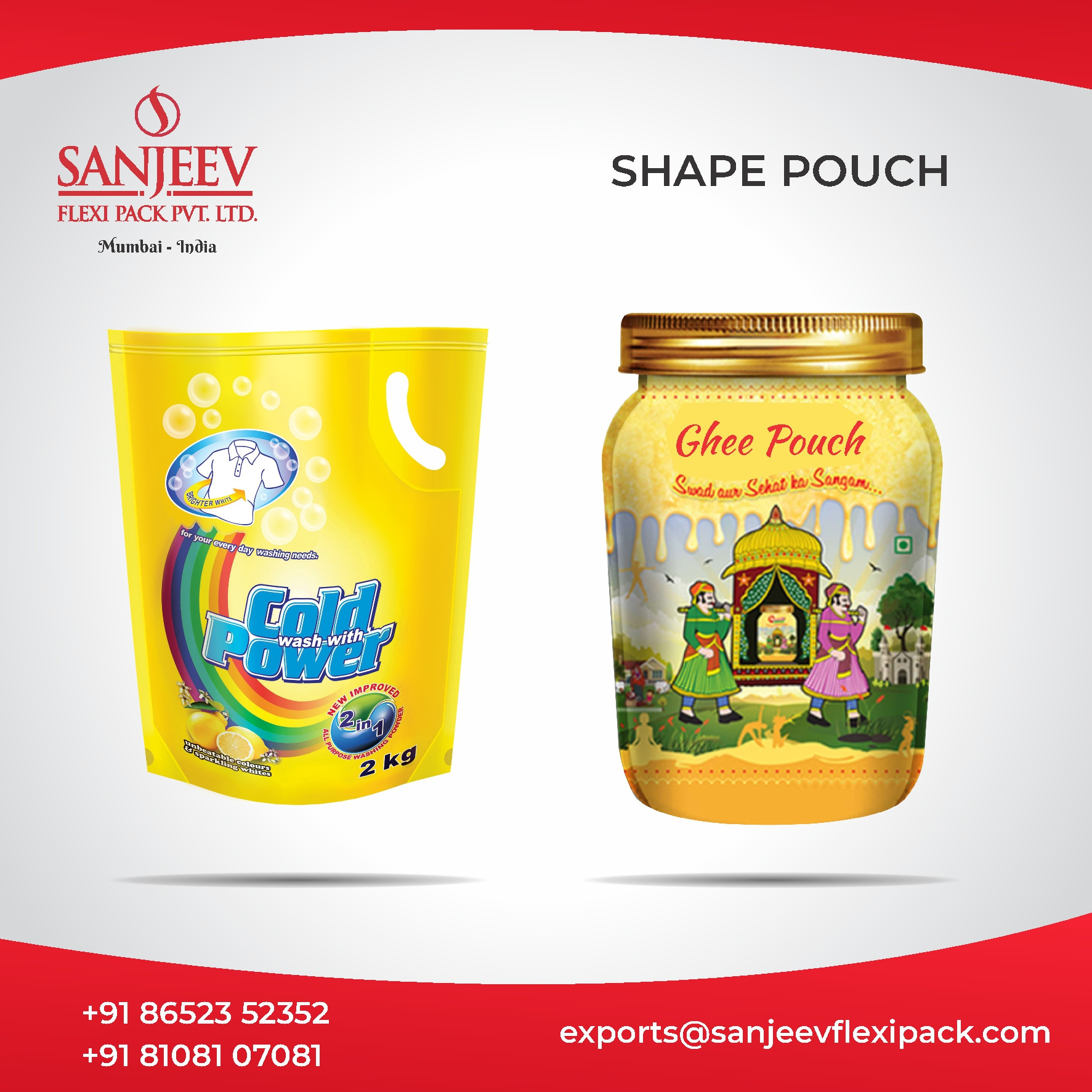 Top sale 2023 Shape Pouch with customized Size & design available in bulk quantity at wholesale prices by Indian exporters