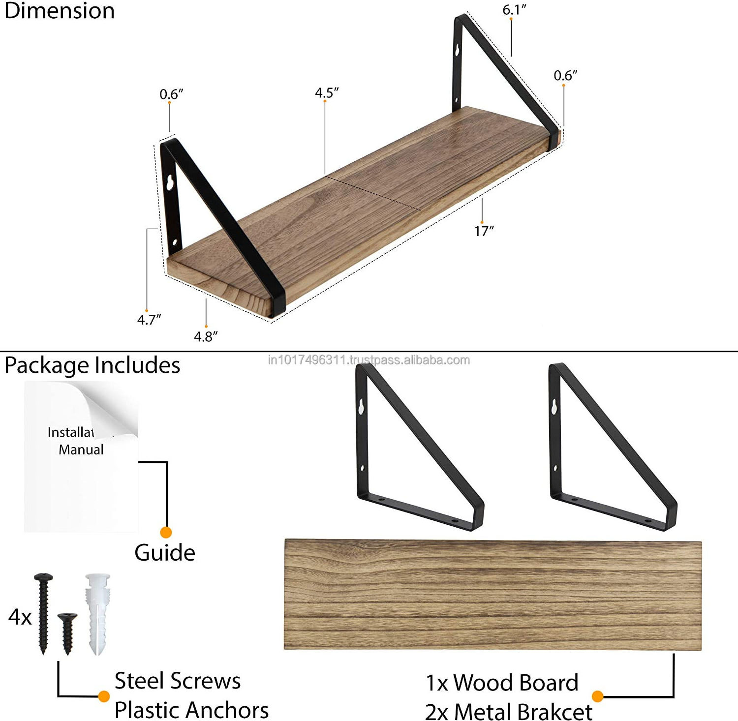 Floating Shelf For Wall Bathroom Organizer And Laundry Room Storage Wood Wall Decor With Metal Floating Shelf Bracket