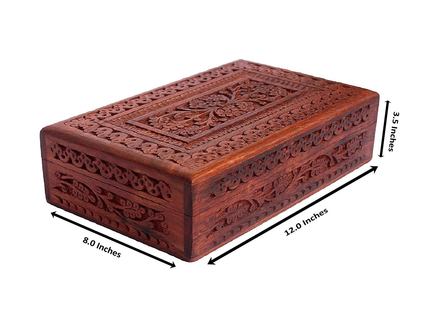 Handmade Wooden Jewellery Box For Women Jewel Organizer Hand Carved With Intricate Carvings