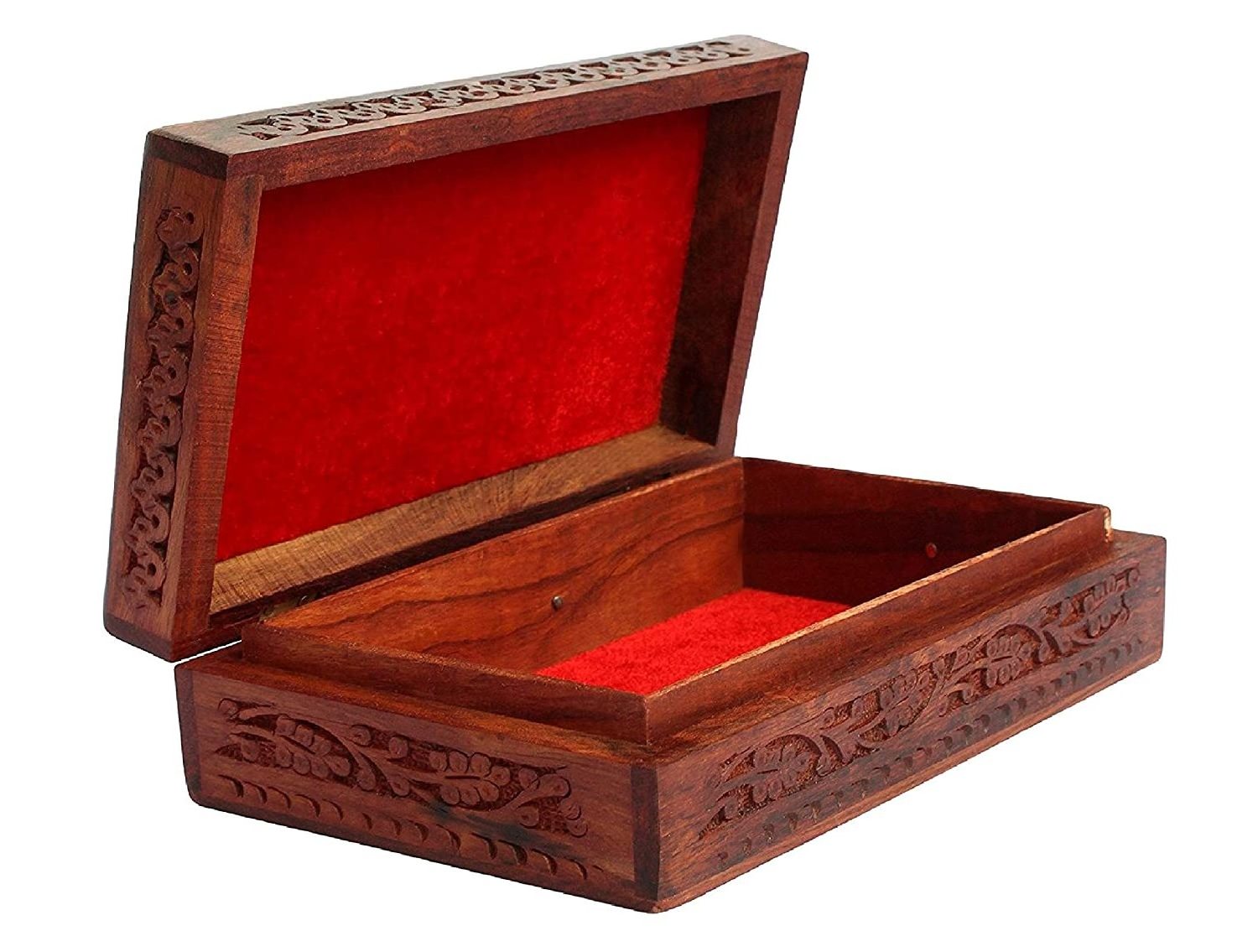 Handmade Wooden Jewellery Box For Women Jewel Organizer Hand Carved With Intricate Carvings