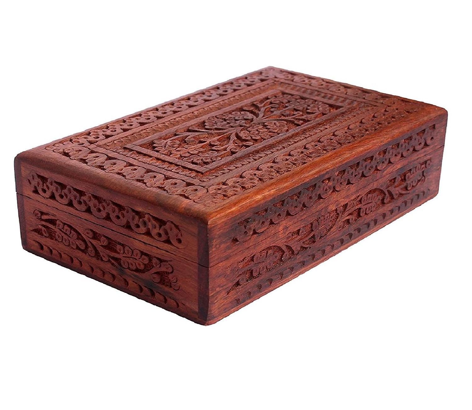 Handmade Wooden Jewellery Box For Women Jewel Organizer Hand Carved With Intricate Carvings