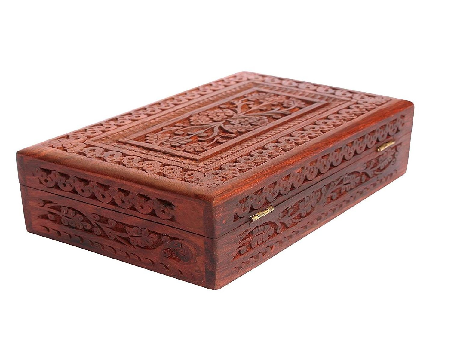 Handmade Wooden Jewellery Box For Women Jewel Organizer Hand Carved With Intricate Carvings