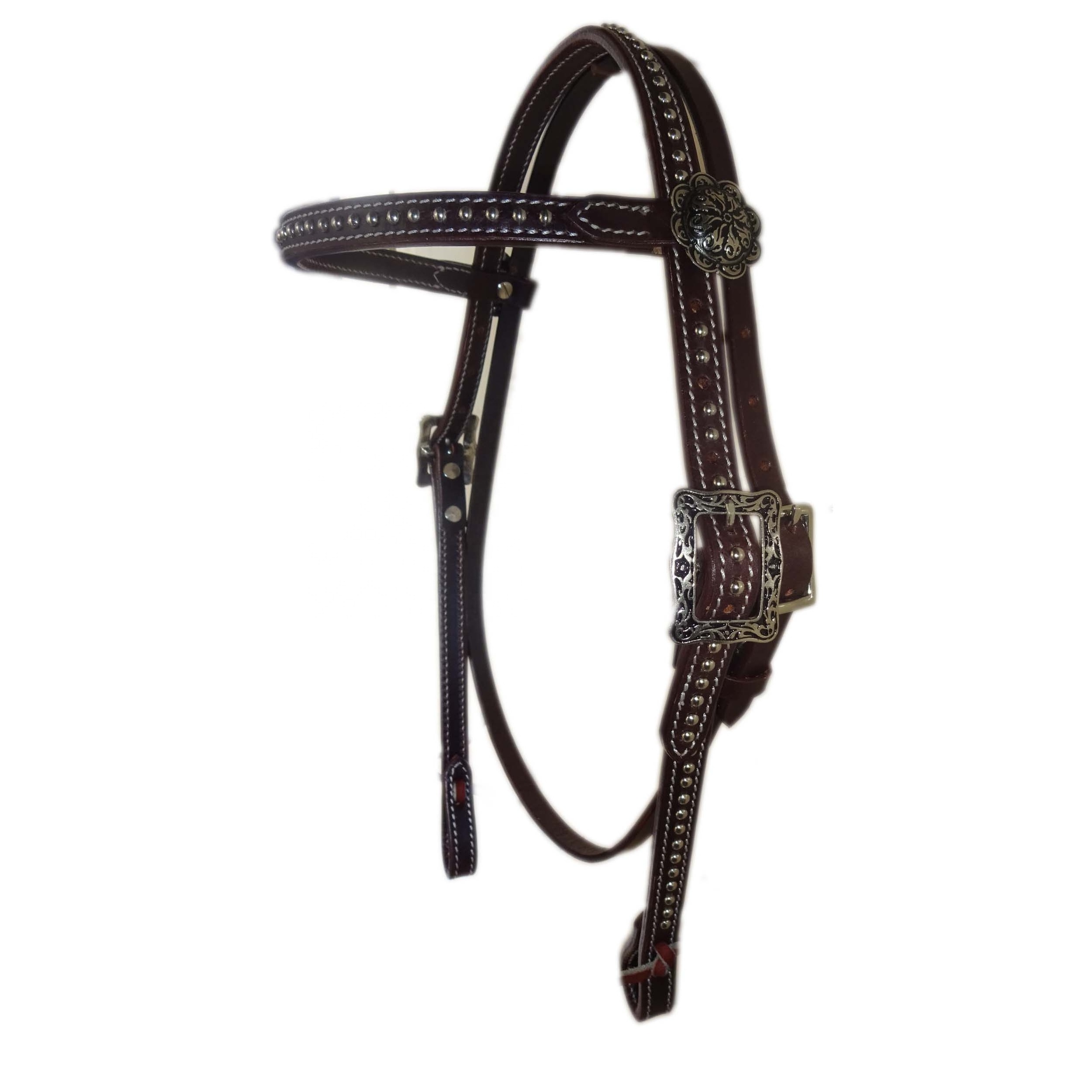 Customized western headstalls genuine leather horse bridles silver concho embellishments cowboy style equine tack