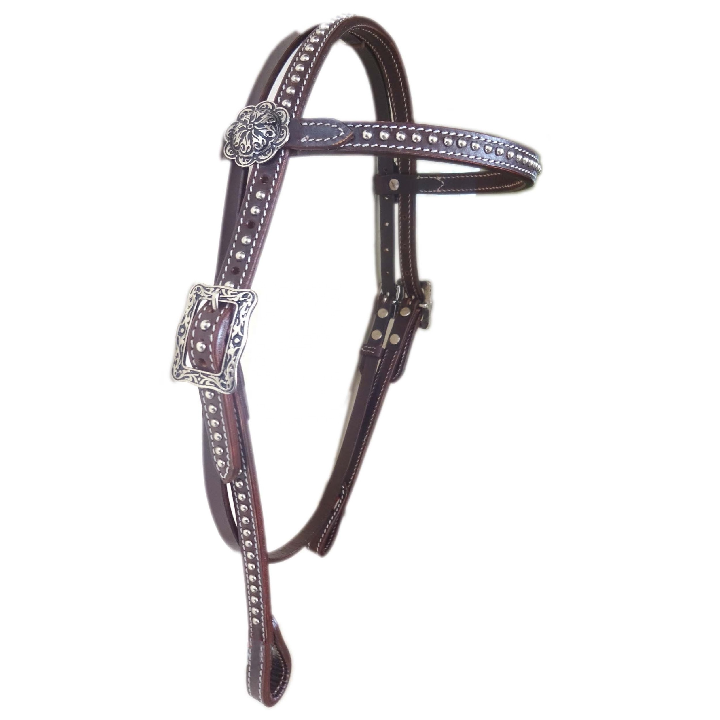 Customized western headstalls genuine leather horse bridles silver concho embellishments cowboy style equine tack