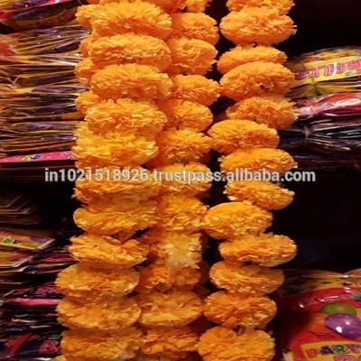 Decoration artificial marigold garland flower silk vision flowers wholesale