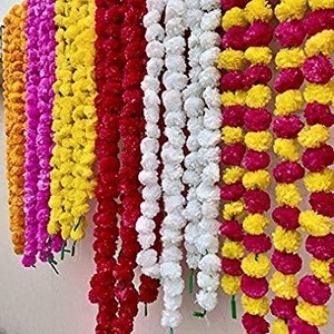 Artificial Decorative Marigold Flower Garland Multicolor