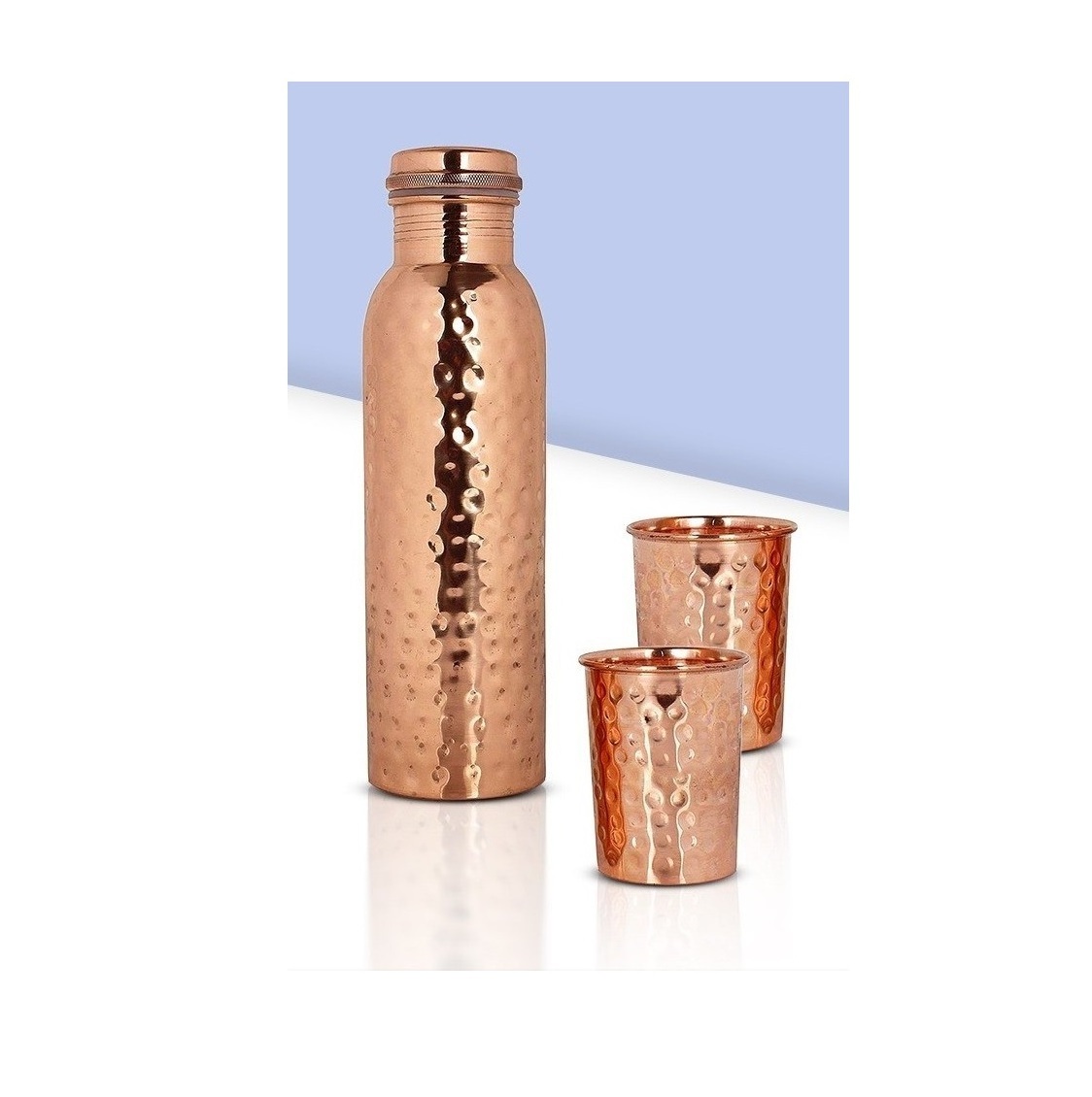 Elegant and Functional Ensemble Designed Copper Bottle with Glass Set for Promotional Gift at Bulk Price