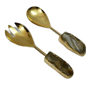 Stainless Steel Gold Finished Cutlery With Resin Handle Stainless Steel Handmade Fancy Handle New Design Royal Style Cutlery Set