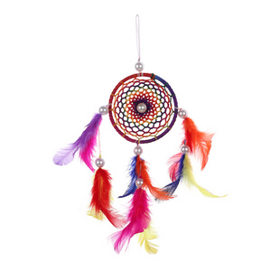 Handcrafted Multicolor Feather Lucky Beaded Fairy Dream Catcher Home Decoration Dream Catchers Wholesale Wall Hanging Wind Chime