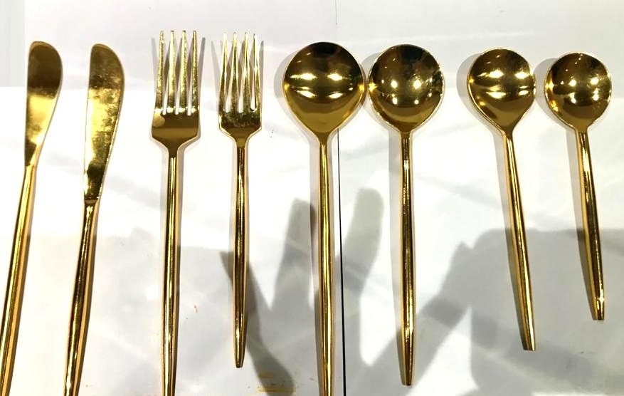 Stainless Steel Gold Finished Cutlery With Resin Handle Stainless Steel Handmade Fancy Handle New Design Royal Style Cutlery Set