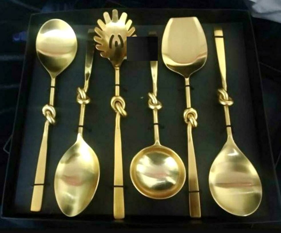 Stainless Steel Gold Finished Cutlery With Resin Handle Stainless Steel Handmade Fancy Handle New Design Royal Style Cutlery Set