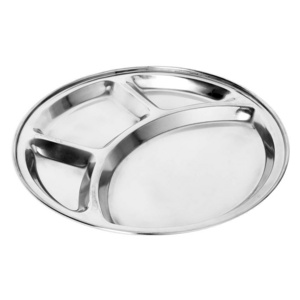 Excellent Quality Stainless Steel Round Partition Dinner Plate for Serving Food from Indian Exporter and Supplier