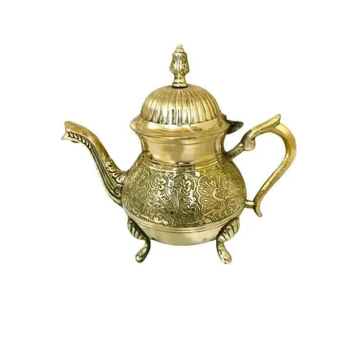 Handmade Brass Moroccan Teapot with Gold Finishing Modern Style Indian Brass Coffee and Tea Pot at Bulk Price Tea Pot