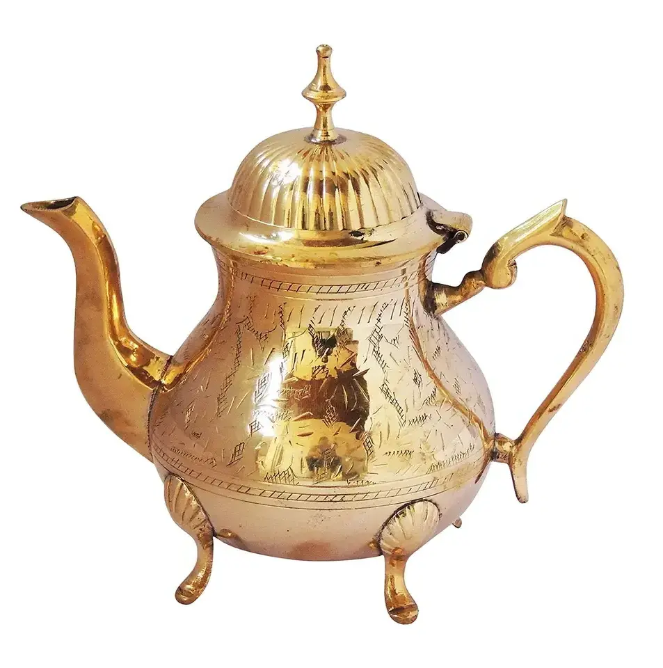 Handmade Brass Moroccan Teapot with Gold Finishing Modern Style Indian Brass Coffee and Tea Pot at Bulk Price Tea Pot