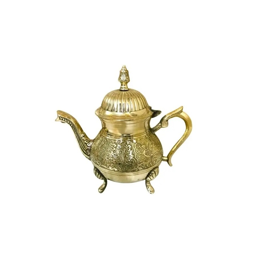 Handmade Brass Moroccan Teapot with Gold Finishing Modern Style Indian Brass Coffee and Tea Pot at Bulk Price Tea Pot