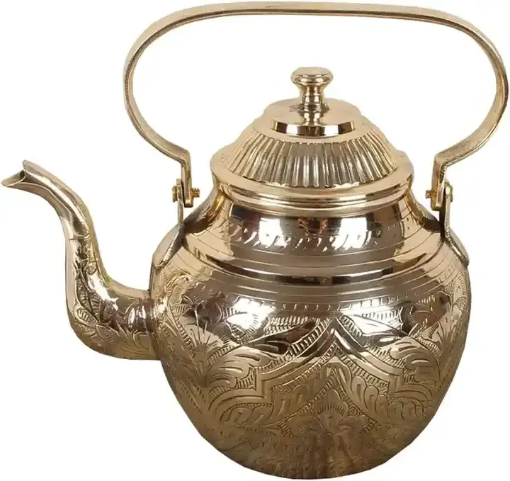 Most Selling Stylish Metal Classic Arabic Design Tea Warmer Pot Breakfast Copper Hand Engraved Coffee Serving Kettle From India