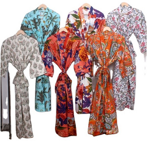 Wholesale And Manufacture Free size Cotton Kimono Women's Sleepwear Dress Bridesmaid Robes New Printed Cotton Kimono Robe