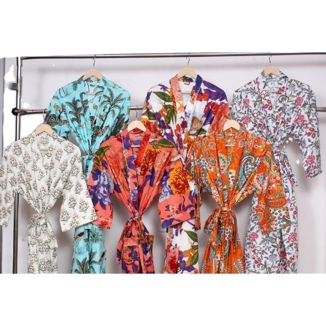 Wholesale And Manufacture Free size Cotton Kimono Women's Sleepwear Dress Bridesmaid Robes New Printed Cotton Kimono Robe