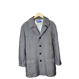 Customize Vintage Pendleton Woolen Mills Gray Coat Winter Warm Wool Short Coat Men Gray Pea Coat Made in USA