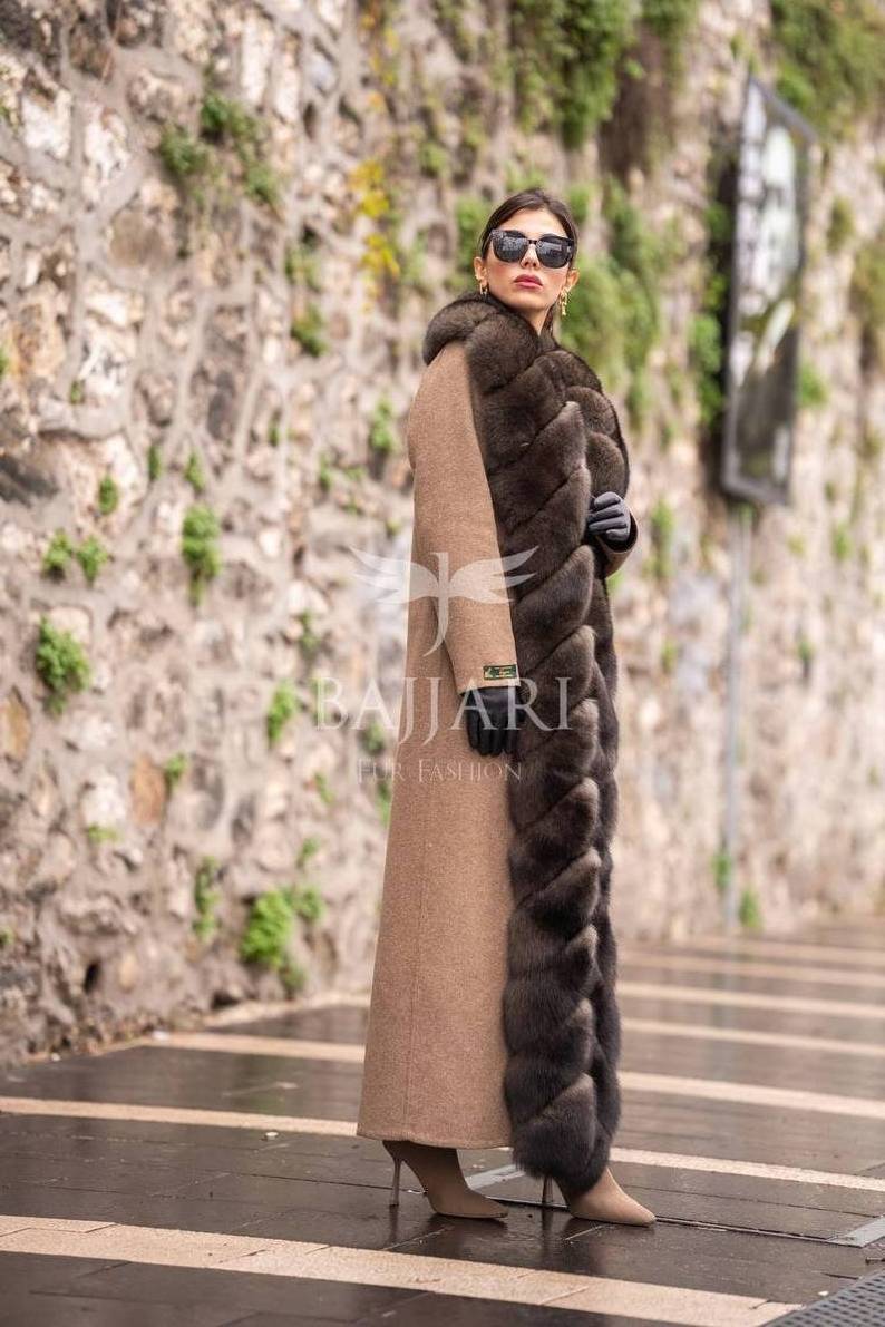 Alpaca Fox Jacket Real Fox Fur Women Jacket Luxury Fabric Jacket Quality Best Fur Women Winter Clothing Camel Coat