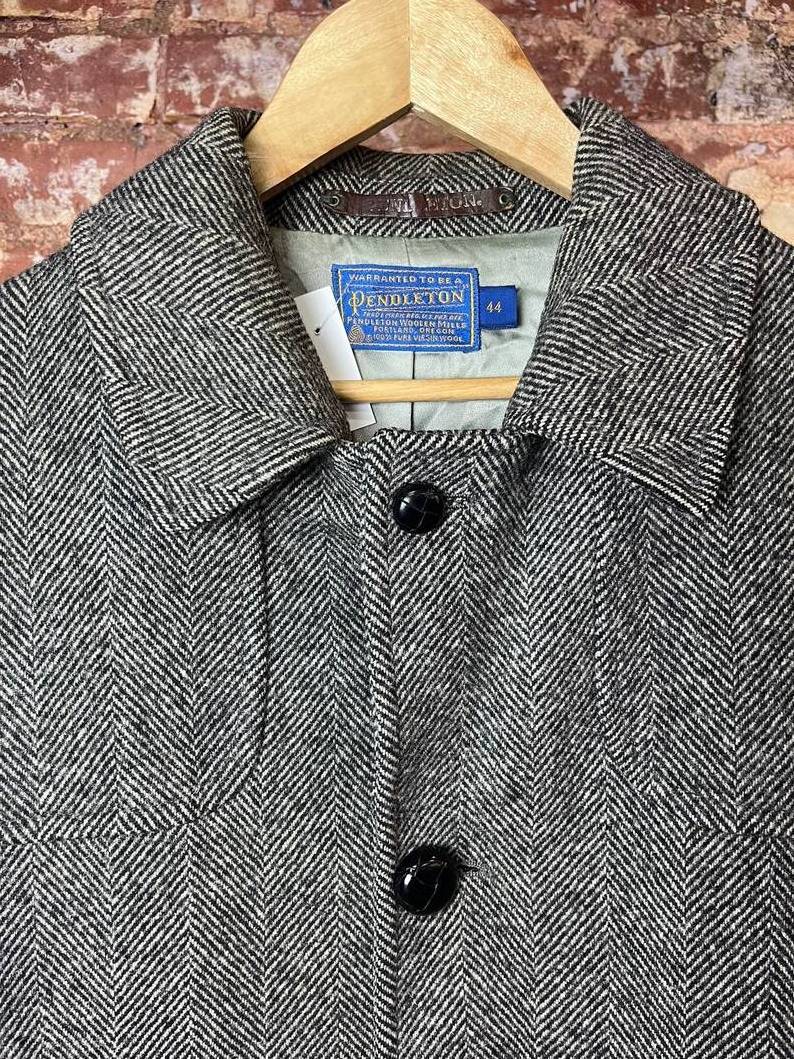 Customize Vintage Pendleton Woolen Mills Gray Coat Winter Warm Wool Short Coat Men Gray Pea Coat Made in USA