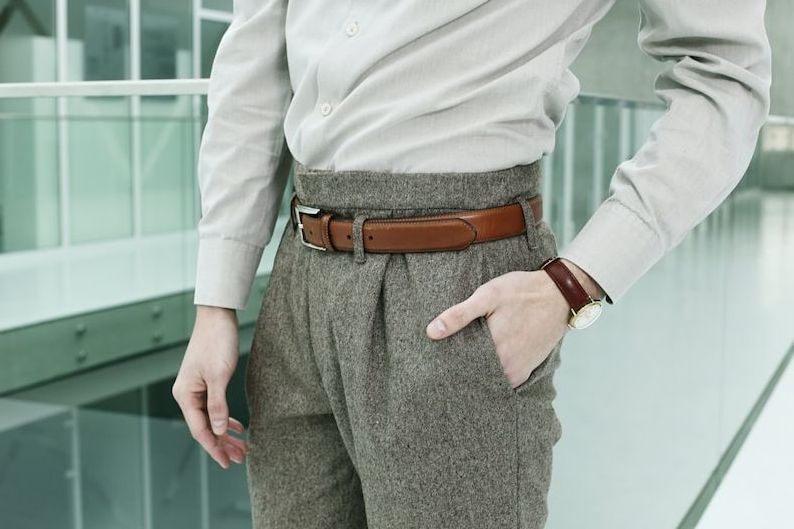 Men Tweed Suit Woolen 2 Piece Suit Dress Pants Tailored Trousers With Pleats High Waist Men Trousers Brown Tweed Wool Suit