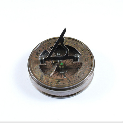 Brass Antique Sundial Compass with Wooden Box Vintage Nautical Sundial Compass with Wooden Box West London