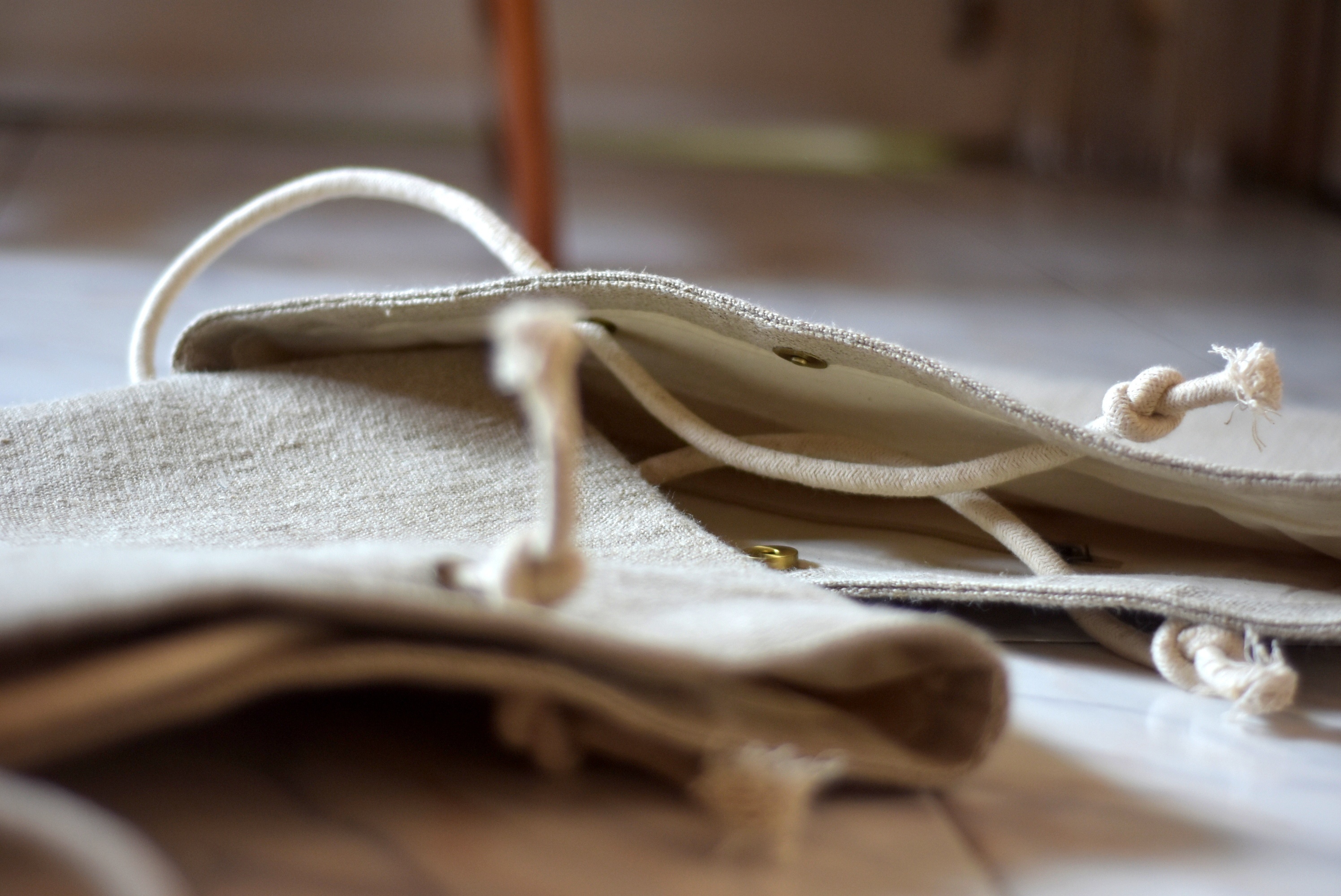 Linen natural colour tote bag with rope